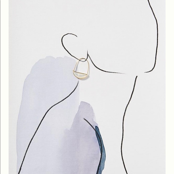 Anthropologie large stone crescent hoop earring - Picture 3 of 8